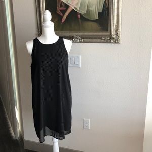 Leith mini black chiffon lined gold dress size M